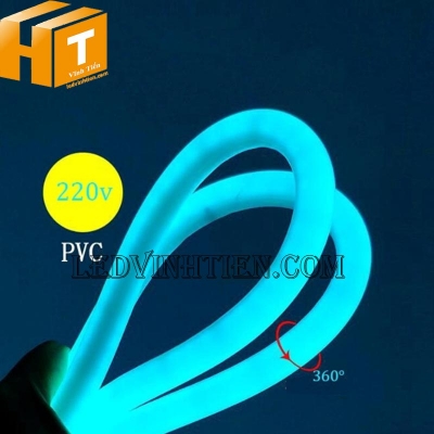 Đèn led dây neon flex 220V ống tròn màu xanh ngọc