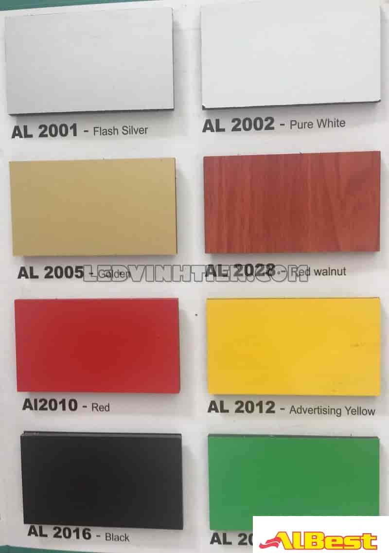 Bảng màu tấm ốp Aluminium tại Vĩnh Tiến