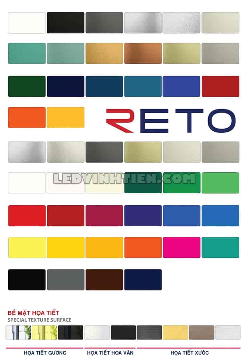 Bảng màu tấm ốp Aluminium giá rẻ