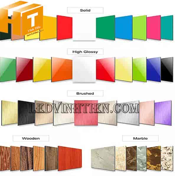 Bảng màu tấm ốp Aluminium loại tốt