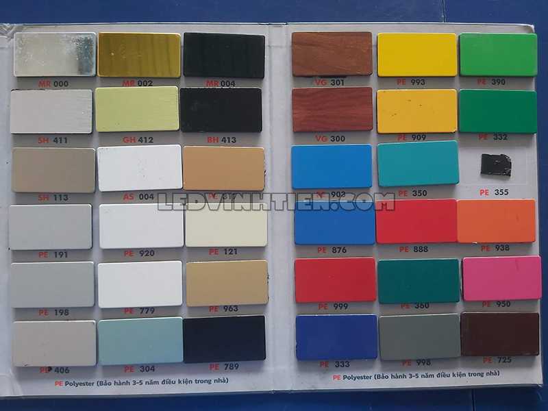 Bảng màu tấm ốp Aluminium thương hiệu Trieu Chen tại Vĩnh Tiến