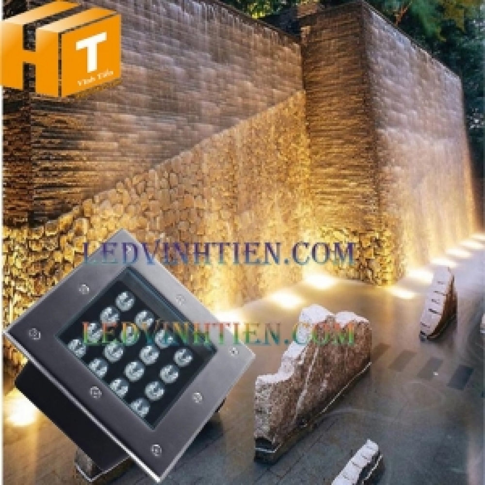 Đèn âm đất vuông 16w màu vàng