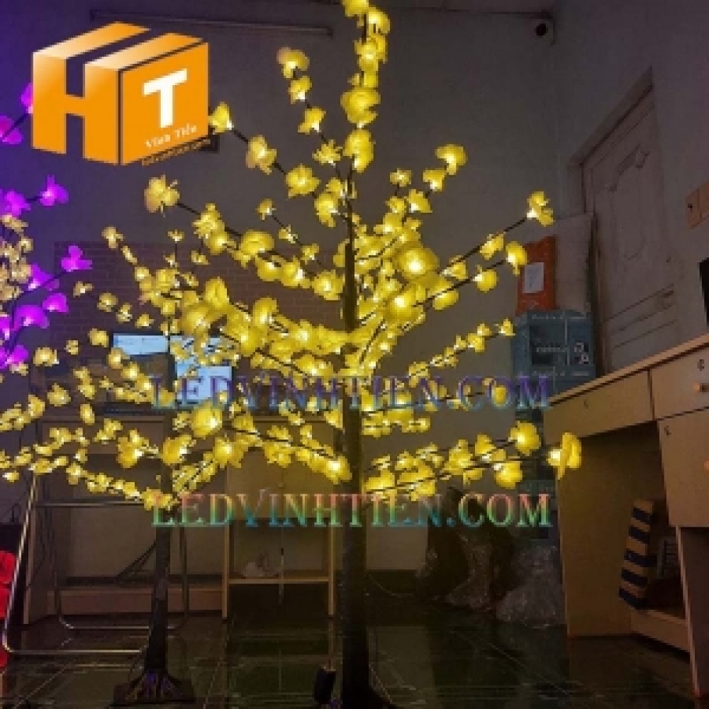 Hoa mai đèn led 4m màu vàng