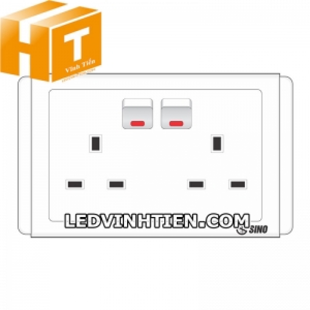 Ổ cắm đôi 3 chấu vuông S6825S Sino Vanlock
