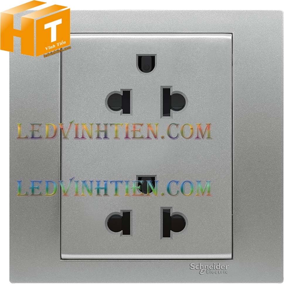 Ổ cắm đôi đa năng 3 chân 16A màu bạc