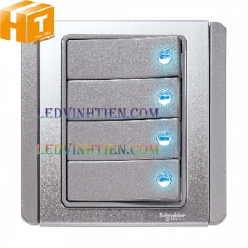 Bộ 4 công tắc dolly 1 chiều màu xám Schneider