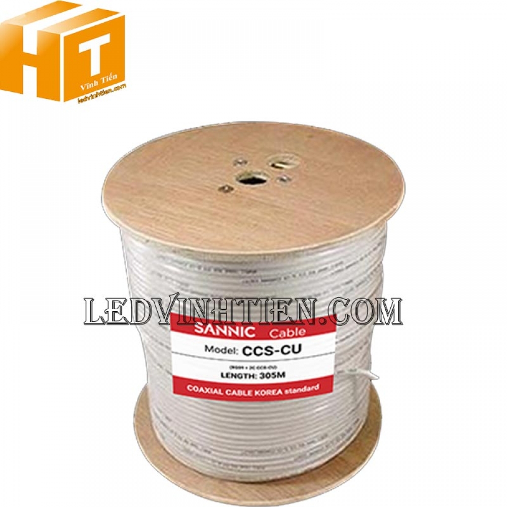 Cáp đồng trục liền nguồn SANNIC CCS-CU cuộn 305m