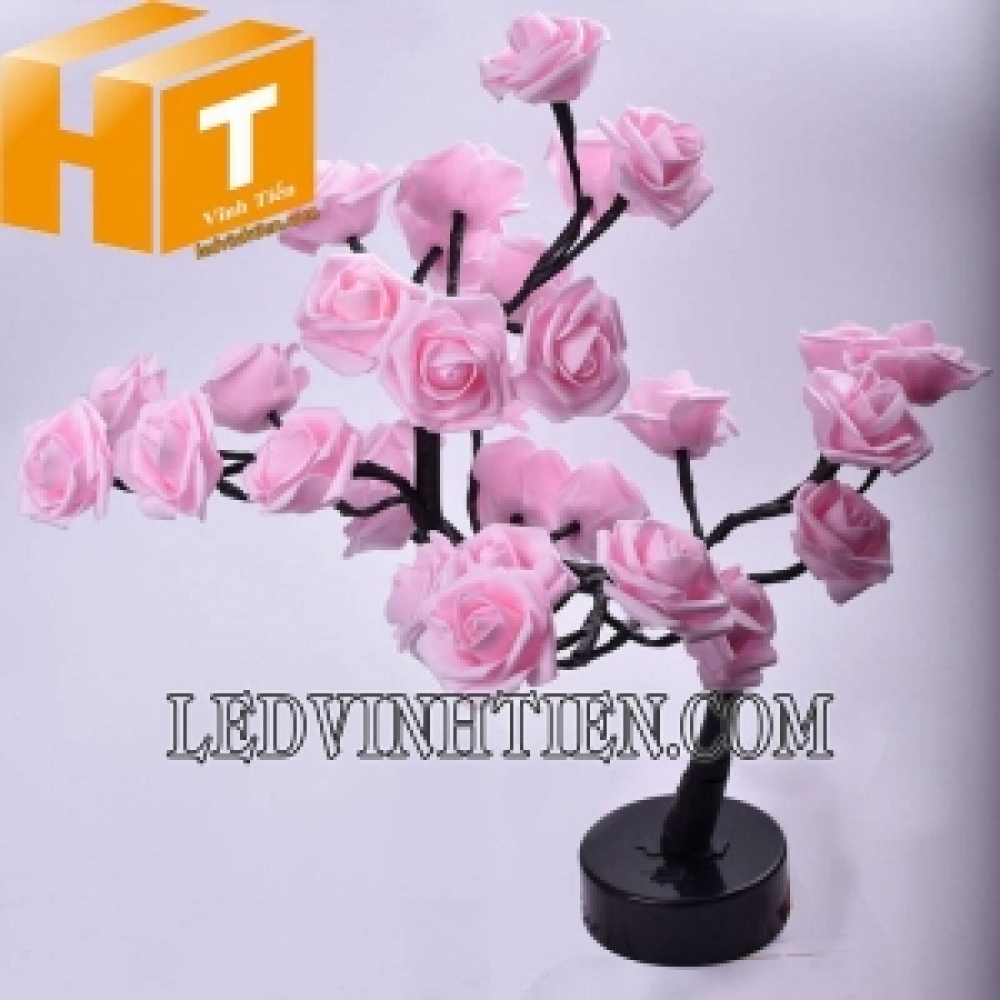 Đèn cây hoa màu hồng dùng pin