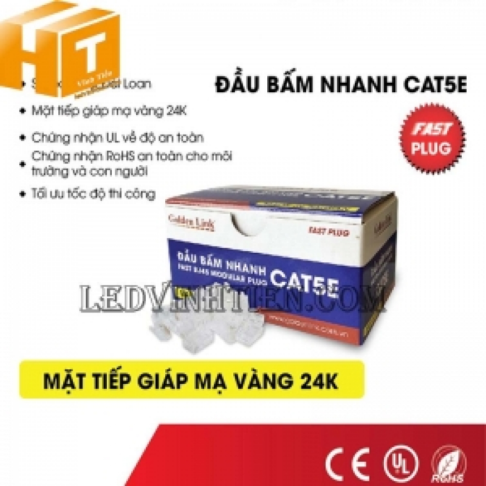 Đầu bấm nhanh golden link fast RJ45 modular plug cat5e