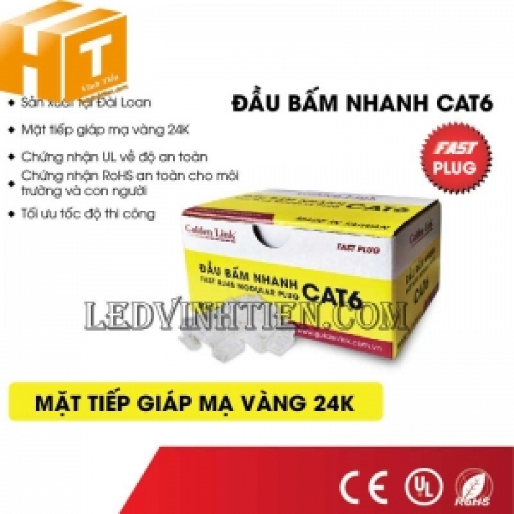 Đầu bấm nhanh golden link fast RJ45 modular plug cat6