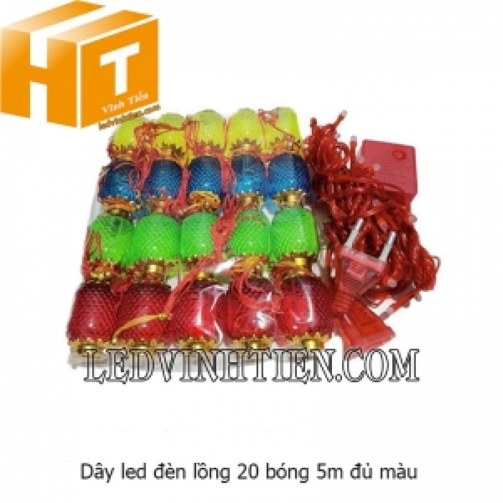 Dây led đèn lồng 5m 20 bóng đủ màu