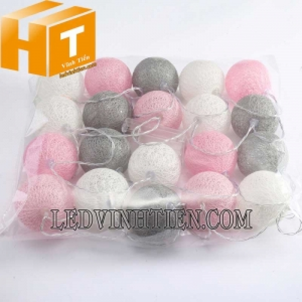 Dây đèn cầu dây đan hồng phấn