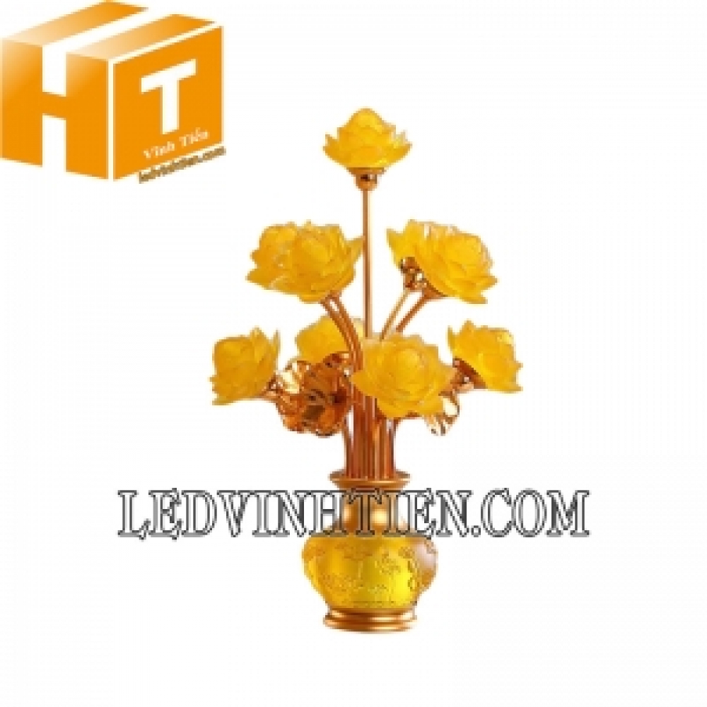 Đèn hoa sen led 9 bông màu vàng
