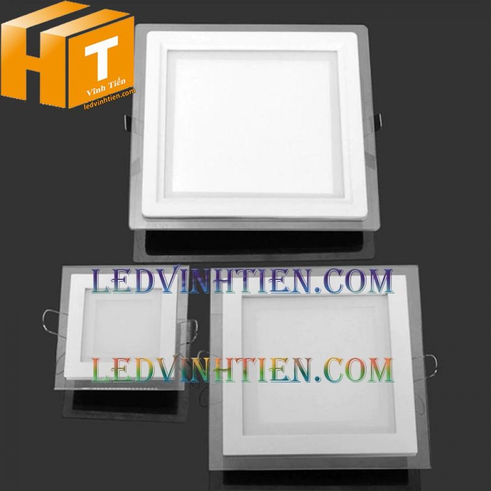 Đèn led âm trần vuông viền kính 18w