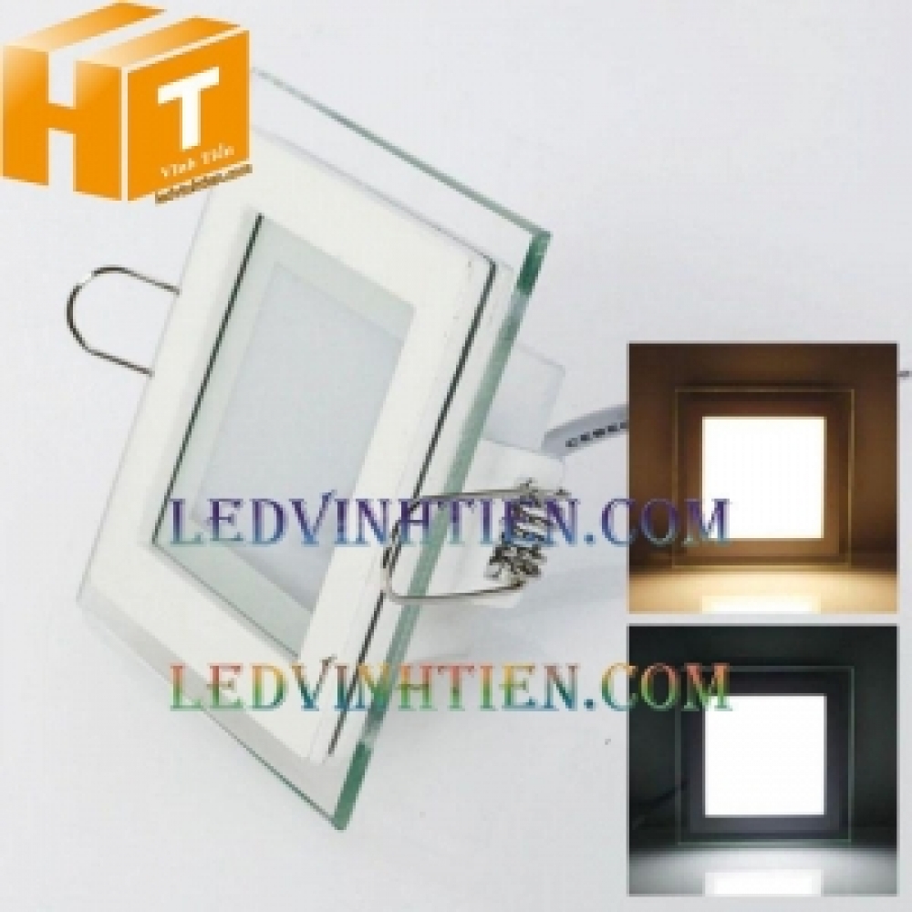 Đèn led âm trần vuông viền kính 12w