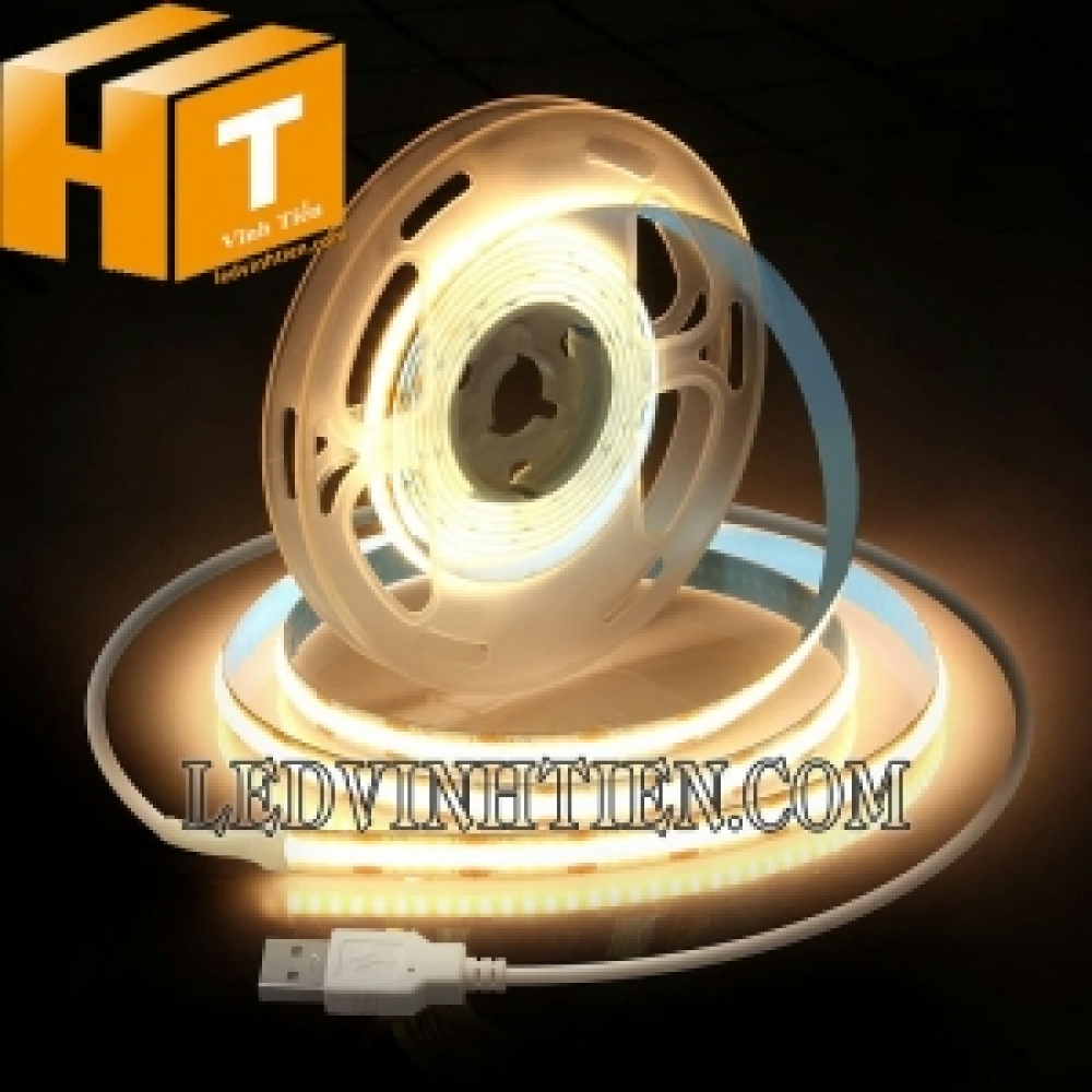 Đèn led dây COB 5V ánh sáng vàng nắng