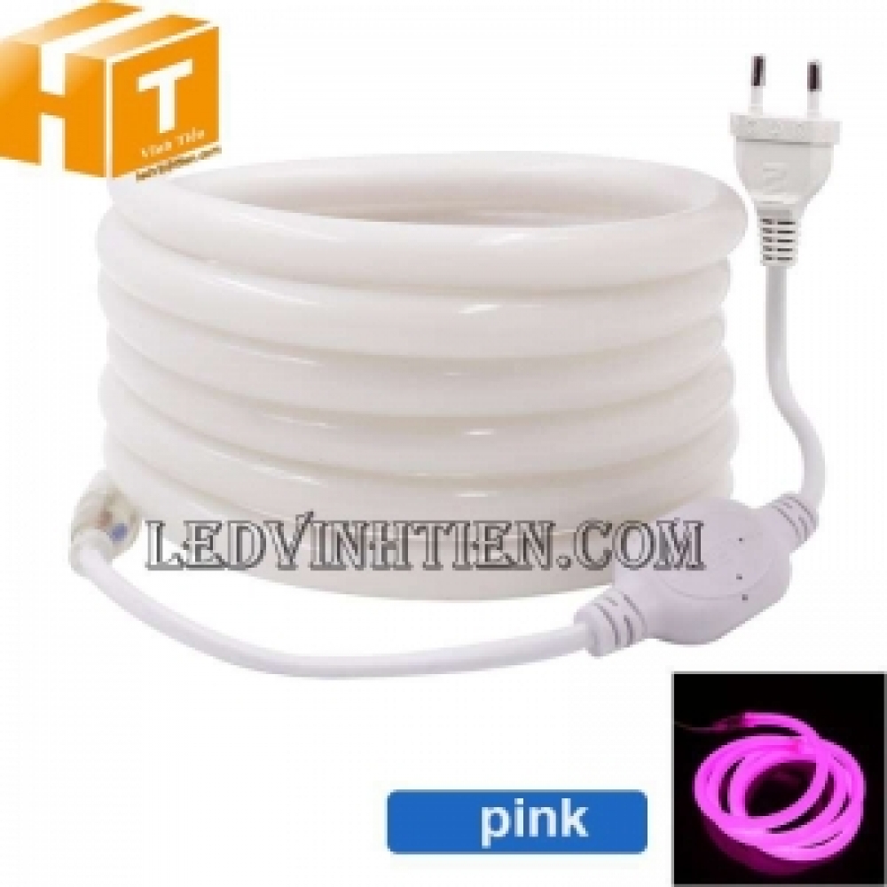Đèn led dây neon flex 220V ống tròn màu hồng