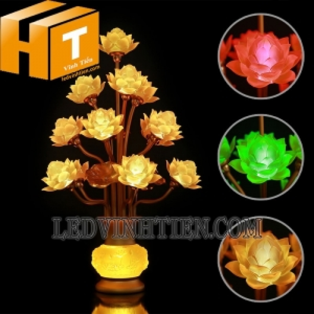 Đèn led hoa sen 13 bông đủ màu