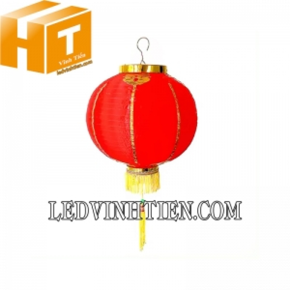 Đèn lồng vải màu đỏ tua vàng