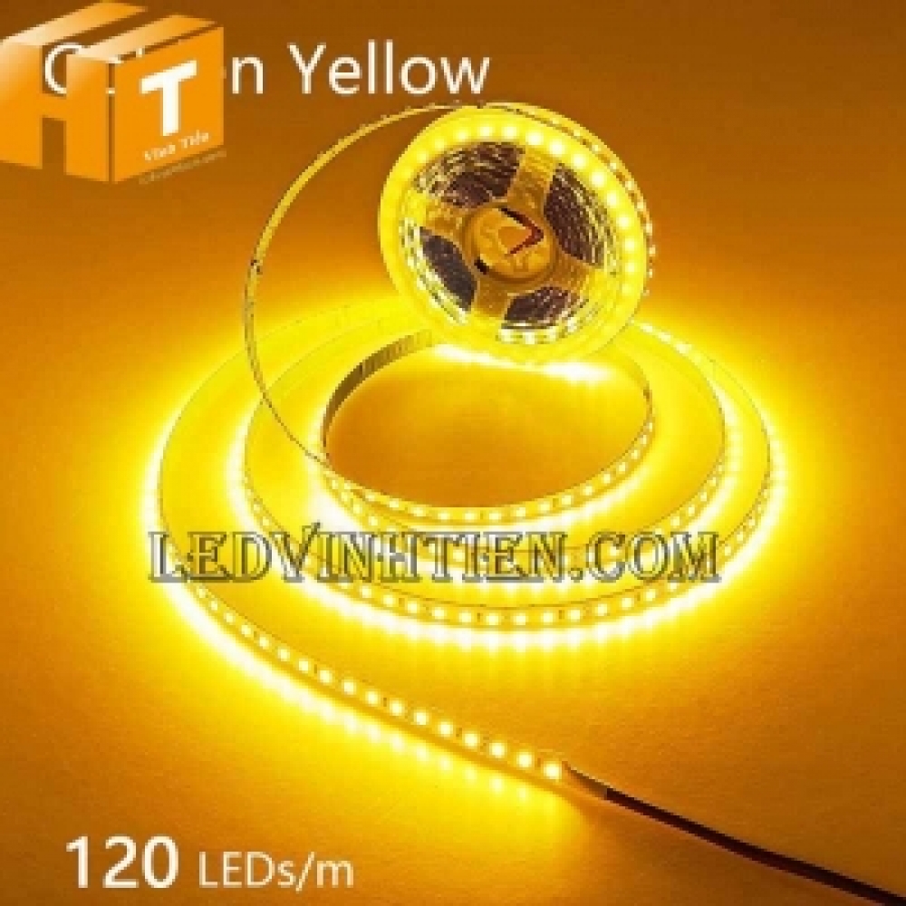 Led dây dán 2835 bản 5mm 120 led màu vàng chùa