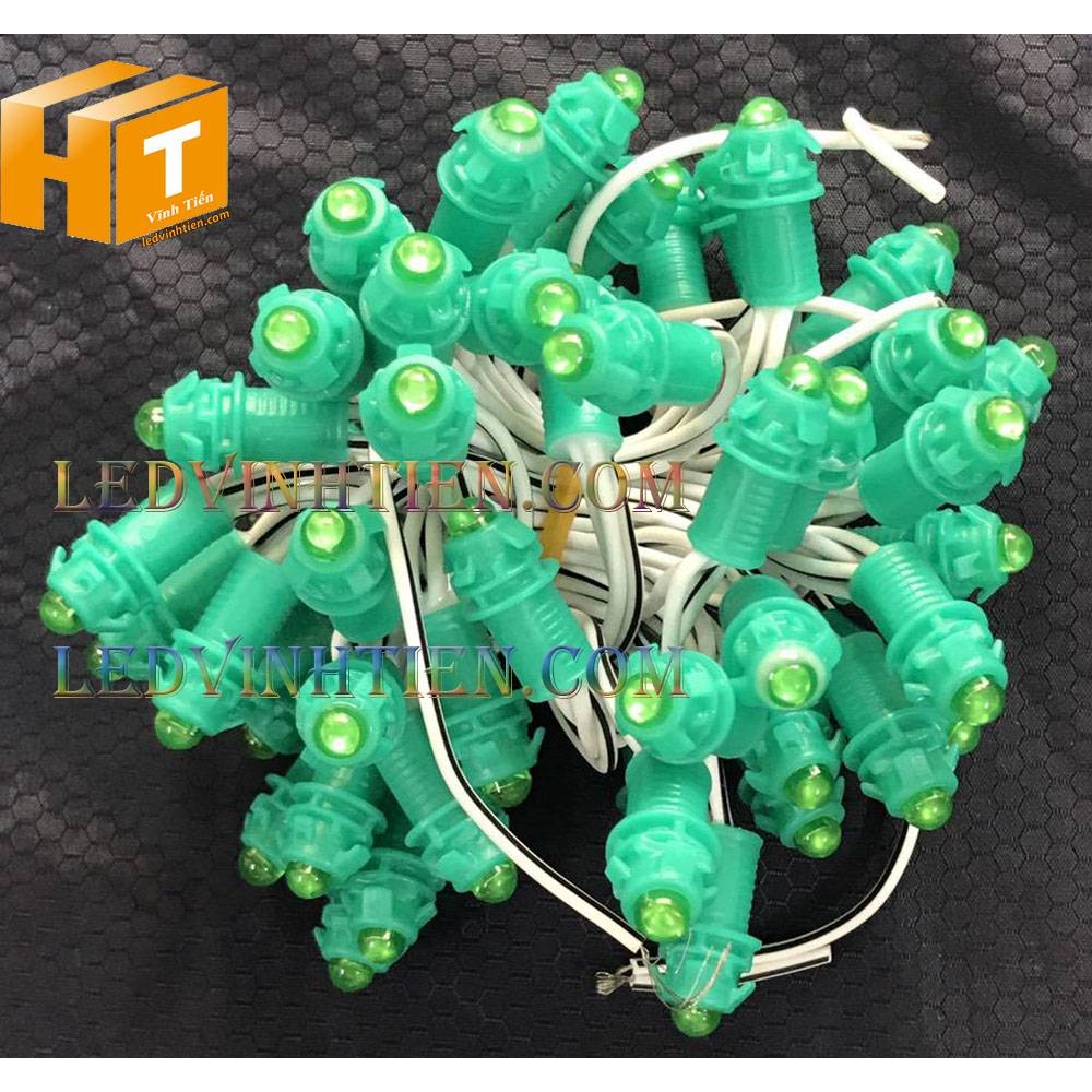 Led đúc F5 12V đế 9mm đầu đục xanh lá