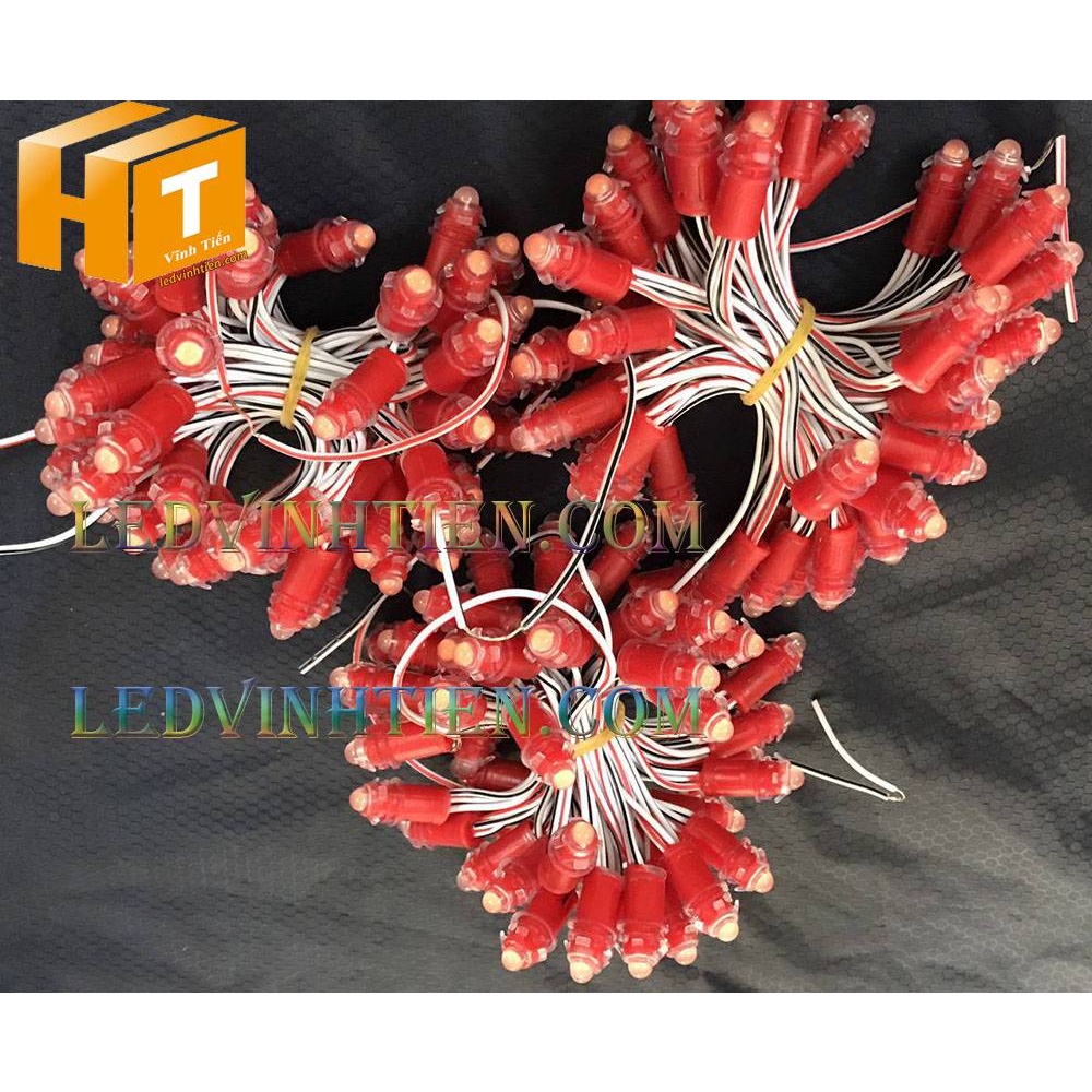 Led đúc F5 12V đế 9mm đục màu đỏ