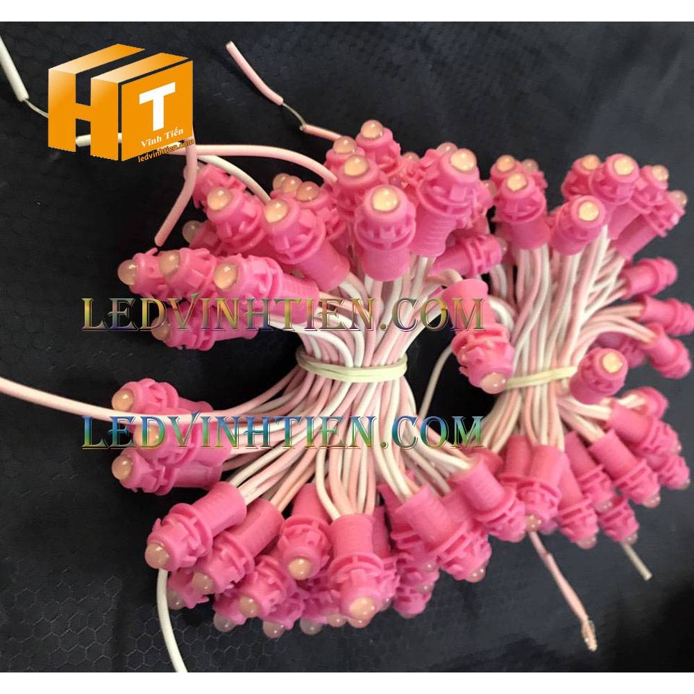 Led đúc F5 12V đế 9mm đục màu hồng