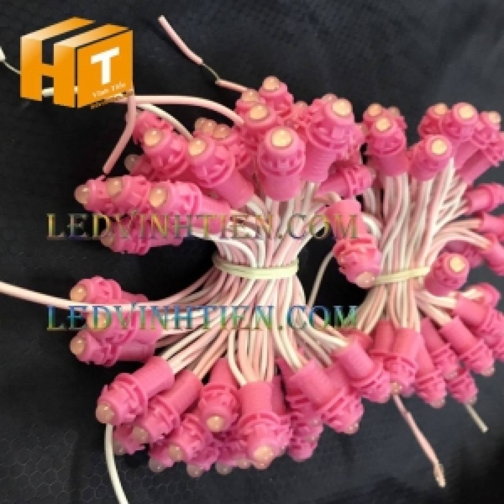 Led đúc F5 12V đế 9mm đục màu hồng