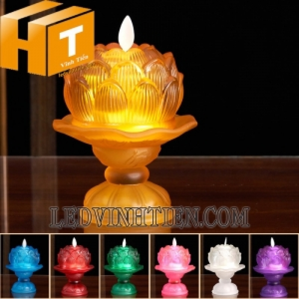 Nến điện tử hoa sen thủy tinh