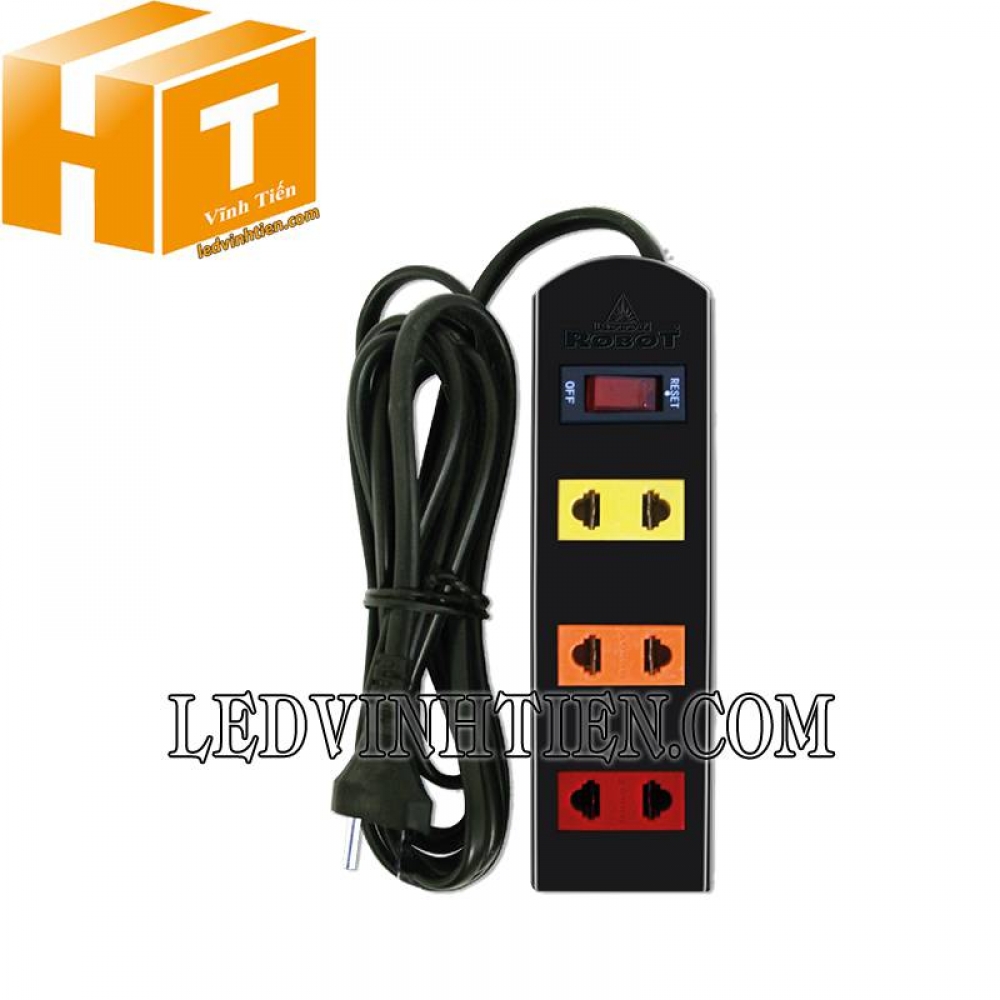 Ổ cắm 3 ổ 2 chấu Robot Standard 1 + 3D