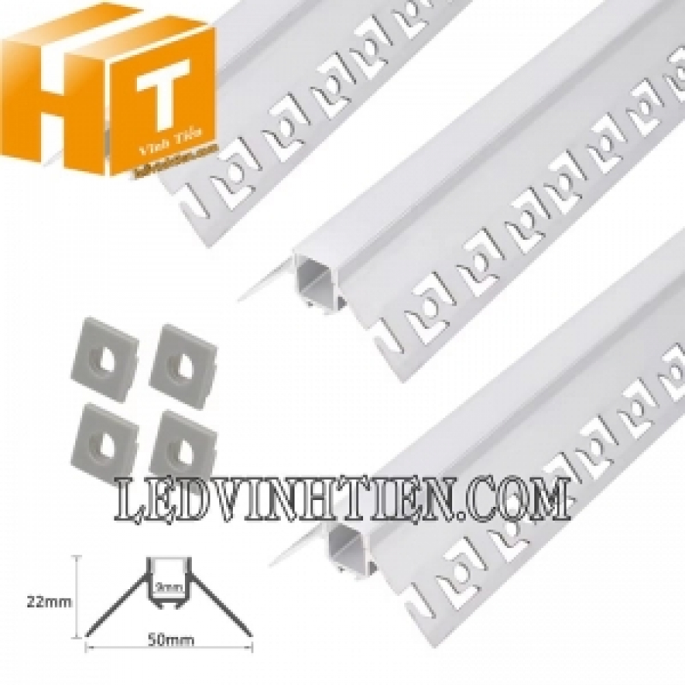 Thanh nhôm định hình âm giấu viền 50x22mm
