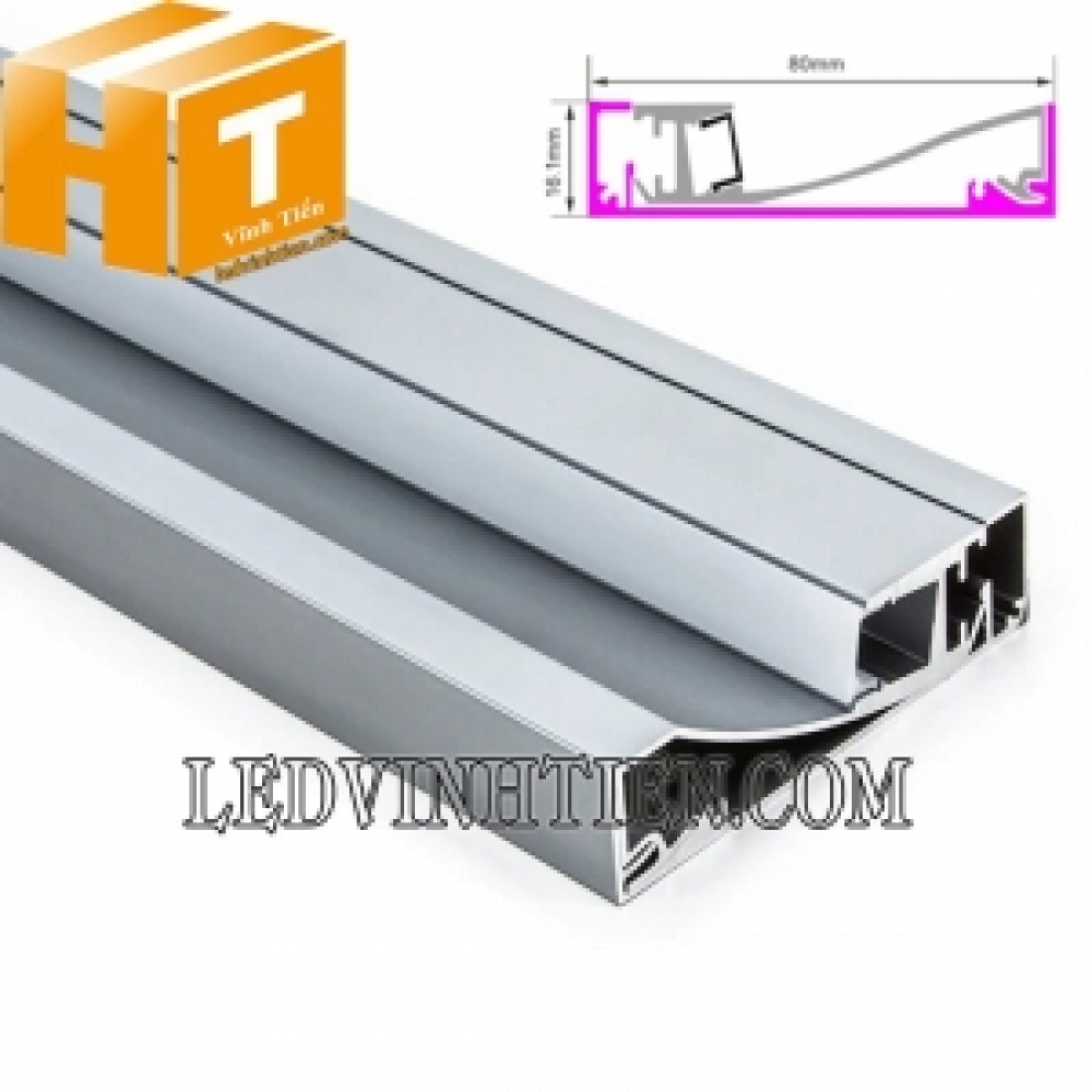 Thanh nhôm định hình hắt chân tường 80x16mm