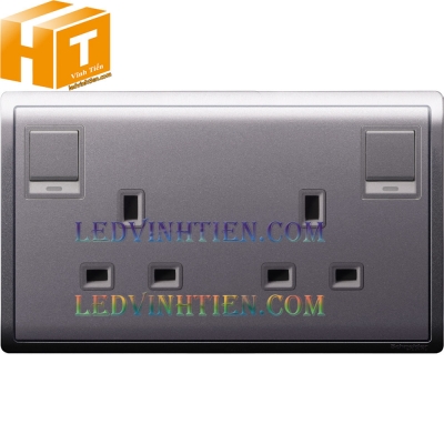 Ổ cắm đôi 3 chân 13A màu bạc Schneider