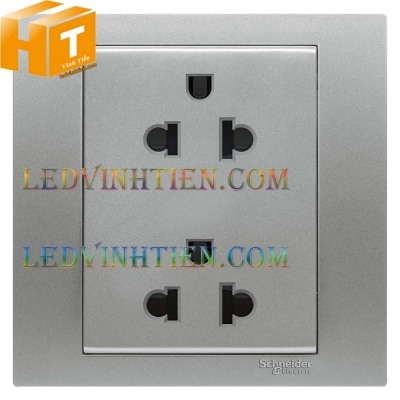 Ổ cắm đôi đa năng 3 chân 16A màu bạc