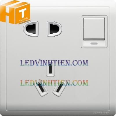 Ổ cắm đơn 3 chân 10A màu trắng Schneider