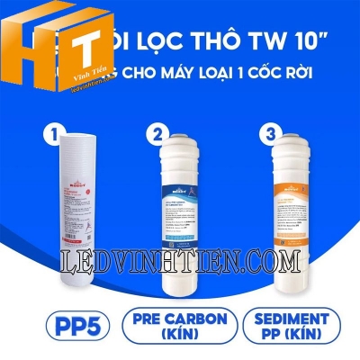 Bộ 3 lõi lọc thô PP5 + PRE CARBON (KÍN) + SEDIMENT PP (KÍN) Robot