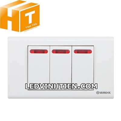 Công tắc ba 1 chiều đèn đỏ Sino Vanlock