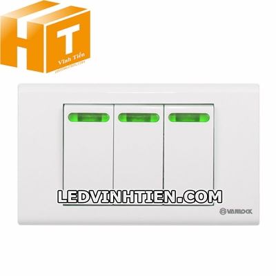 Công tắc ba 1 chiều đèn xanh Sino Vanlock