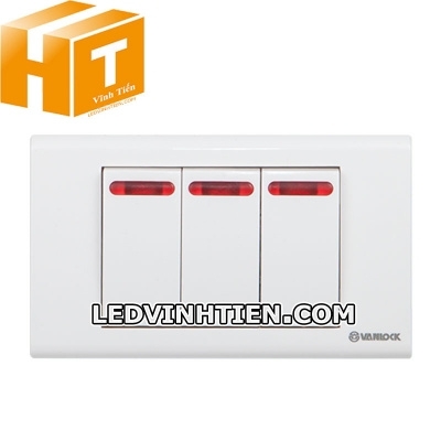 Công tắc 1 nút 1 chiều, 2 nút 2 chiều đèn đỏ Sino Vanlock