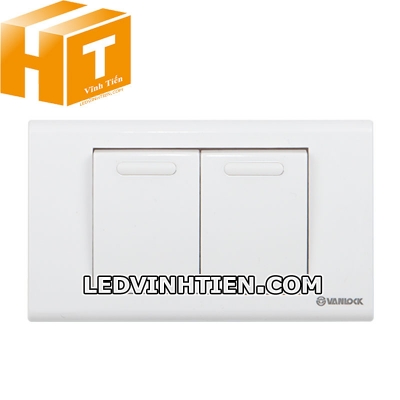 Công tắc đôi 1 chiều phím lớn Sino Vanlock