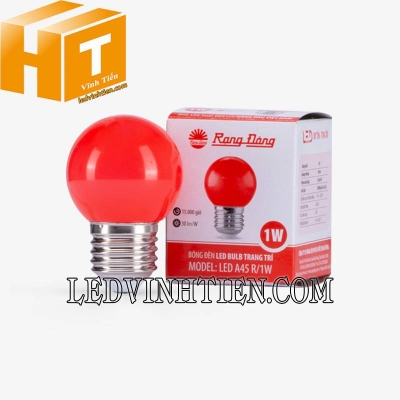 Đèn LED bulb tròn màu đỏ A45R 1W Rạng Đông
