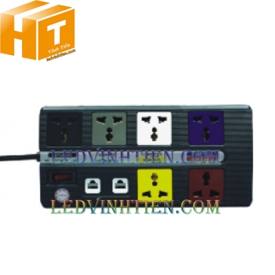 Ổ cắm kéo dài đa năng LIOA 6 OFFICE-3 màu đen