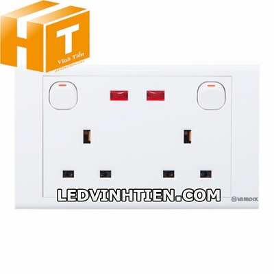 Ổ cắm đôi 3 chấu vuông S1825SN Sino Vanlock