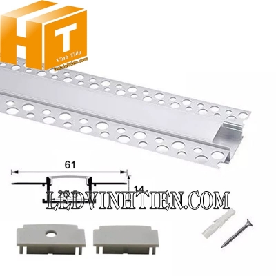 Thanh nhôm định hình âm giấu viền 61x14mm