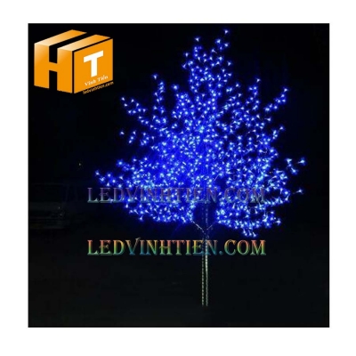 Cây hoa đào đèn led 3m xanh dương