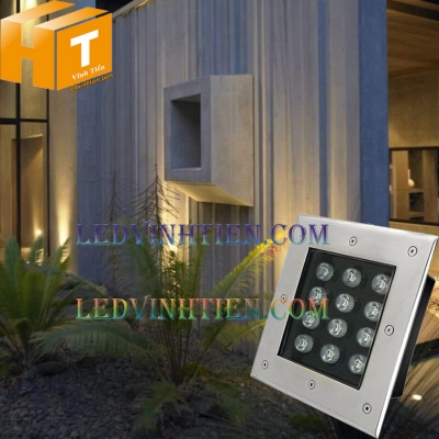 Đèn âm đất vuông 12w màu vàng