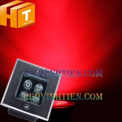 Đèn âm đất vuông 4w màu đỏ