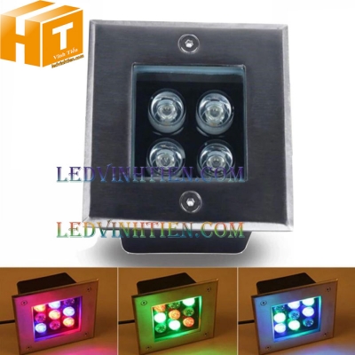 Đèn âm đất vuông 4w rgb