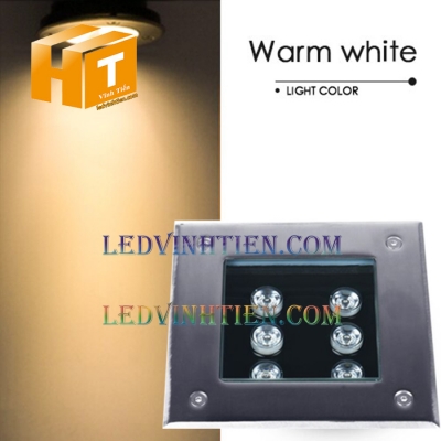 Đèn âm đất vuông 6w màu vàng
