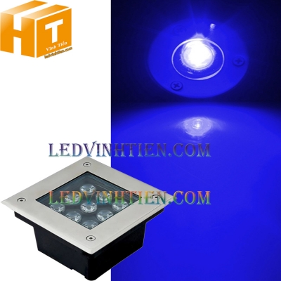 Đèn âm đất vuông 9w xanh dương